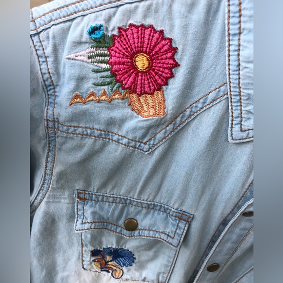 Spell Designs Route 66 Denim Chambray Shirt Jacket Size Large - Picture 4 of 9